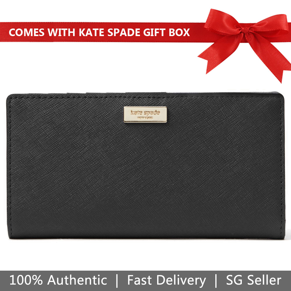 Kate Spade Wallet In Gift Box Laurel Way Stacy Medium Wallet Black # WLRU2673