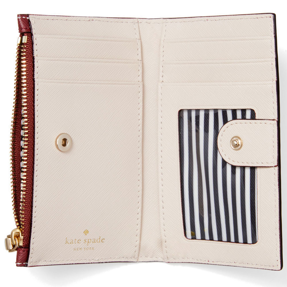 Kate Spade Wallet In Gift Box Small Wallet Cameron Street Mikey Sienna Red / Tusk Beige # PWRU6720