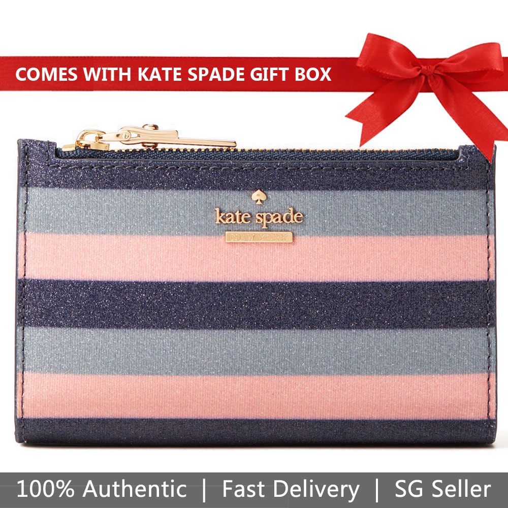 Kate Spade Wallet In Gift Box Small Wallet Owen Lane Mikey Purple Pink Glitter # PWRU6554