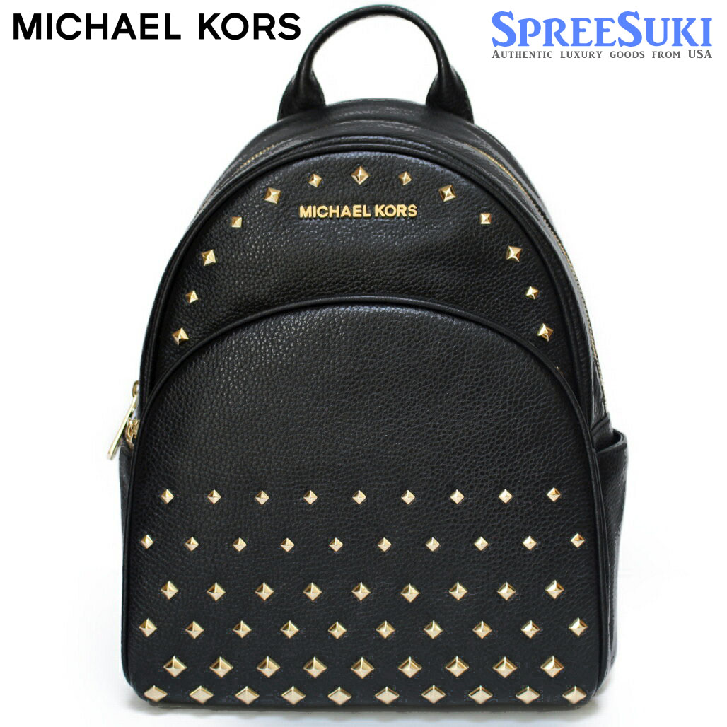 Michael Kors Abbey Medium Studded Leather Backpack Black # 35T8GAYB2L