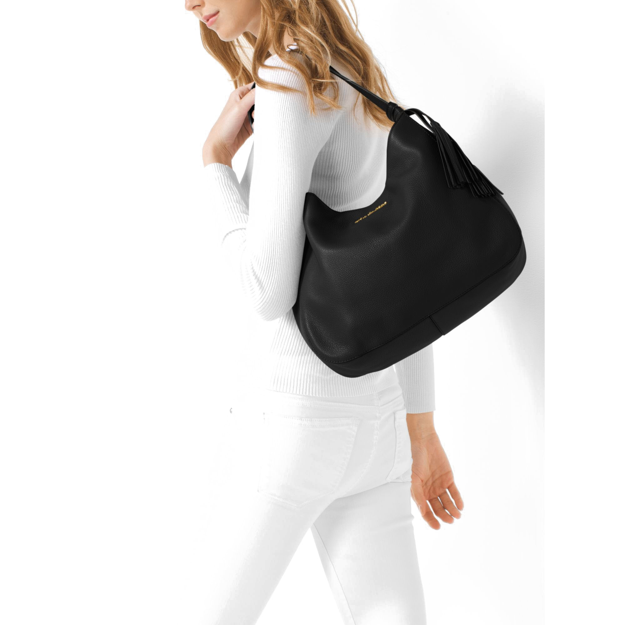 Michael Kors Ashbury Large Slouchy Leather Shoulder Bag Black # 30T7GABL3L