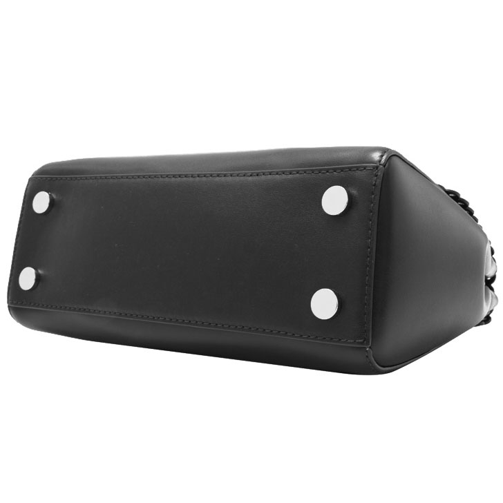 Michael Kors Ava Medium Top Zip Leather Satchel Shoulder Crossbody Bag Black / Silver # 30T8TAVS2I