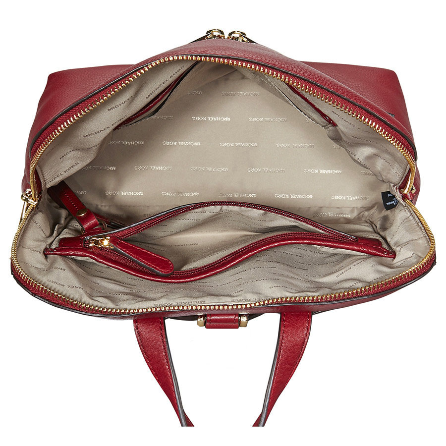 Michael Kors Backpack With Gift Bag Rhea Zip Medium Slim Backpack Leather Maroon Dark Red # 30H6GEZB2L