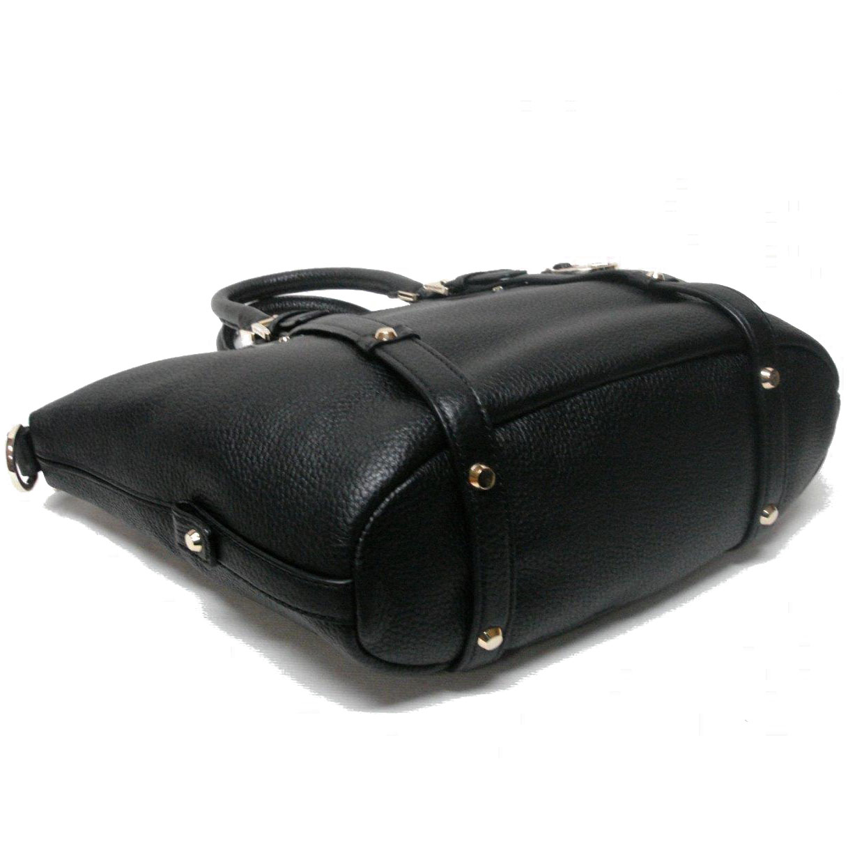 Michael Kors Bedford Belted Medium Leather Satchel Crossbody Bag Black # 38S7GBFS2L