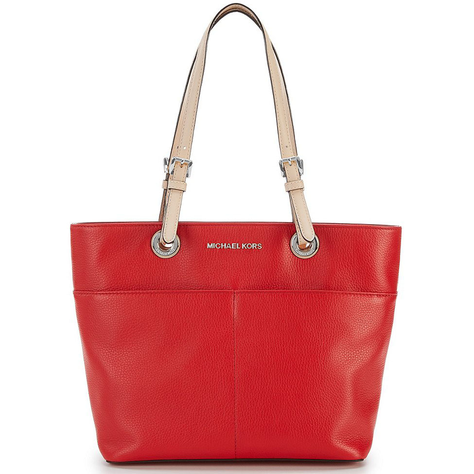 Michael Kors Bedford Top Zip Pocket Leather Tote Bright Red # 30H4SBFT6L