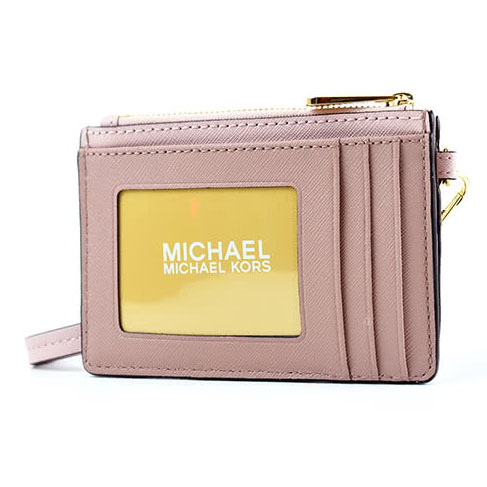 Michael Kors Jet Set Travel Coin Wallet Wristlet Id Card Holder Blossom / Fawn Pink # 35H8GTVW0T