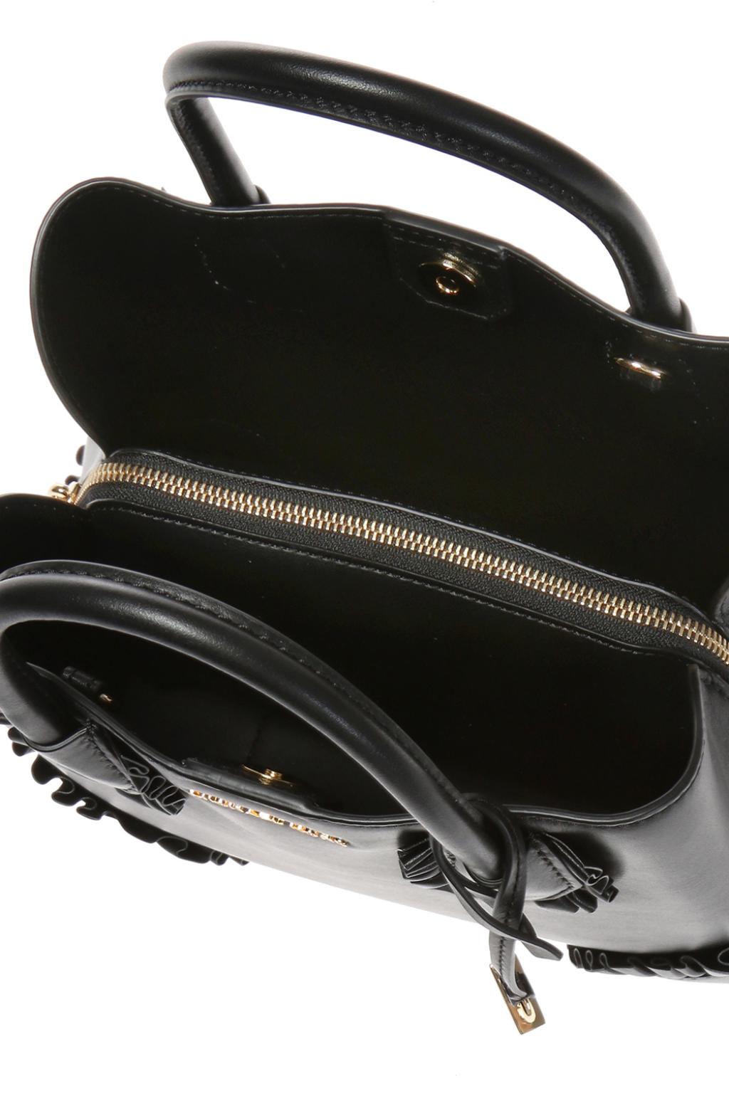 Michael Kors Crossbody Bag Studio Mercer Gallery Small Ruffled Leather Satchel Black # 30S8GZ5T5Y