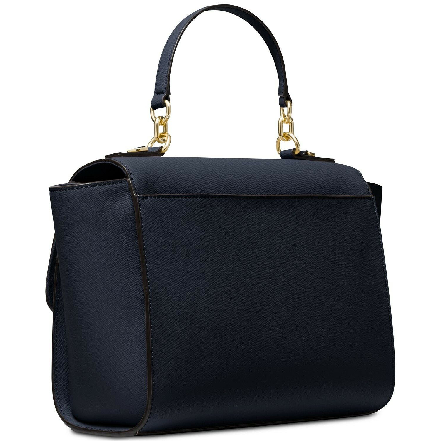 Michael Kors Crossbody Bag With Gift Bag Brandi Medium Top Handle Leather Satchel Admiral Navy Dark Blue # 38H8GI3S2L