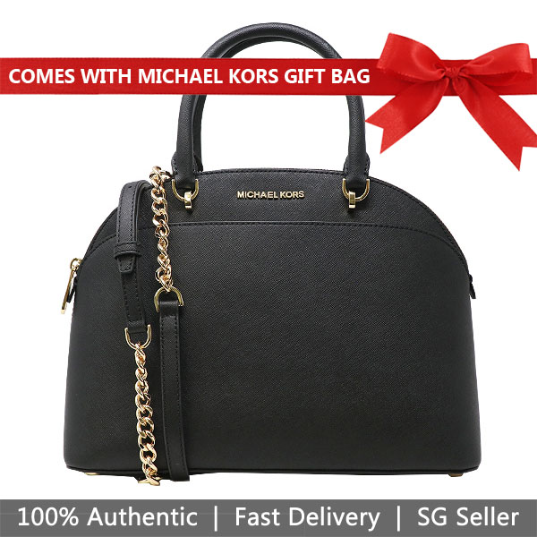 Michael Kors Crossbody Bag With Gift Bag Emmy Large Dome Satchel Black # 35H7GY3S3L