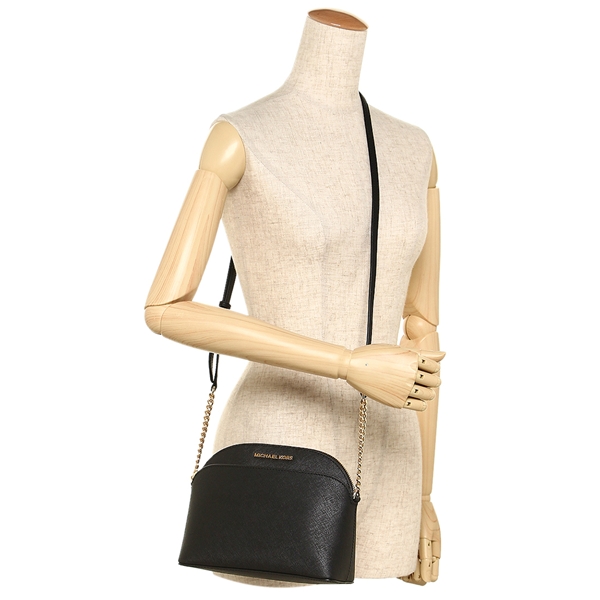 Michael Kors Crossbody Bag With Gift Bag Emmy Medium Saffiano Leather Dome Crossbody Black # 35H7GY3C2L