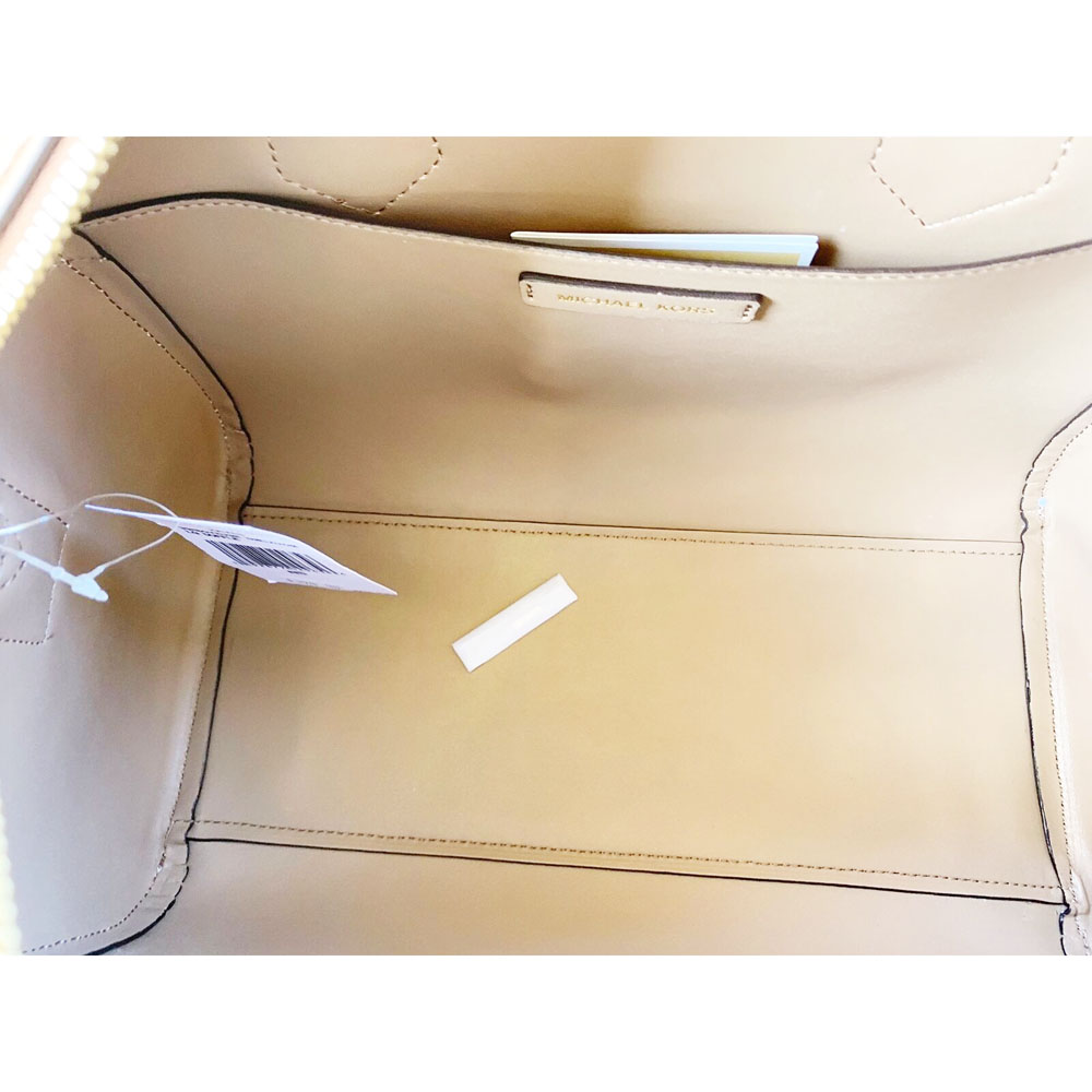 Michael Kors Crossbody Bag With Gift Bag Hayes Large Duffle Signature Vanilla White Acorn # 35H8GYEU3B