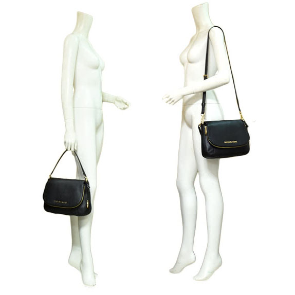 Michael Kors Crossbody Shoulder Bag With Gift Bag Bedford Medium Convertible Shoulder Bag Black # 35T9GBFL2L
