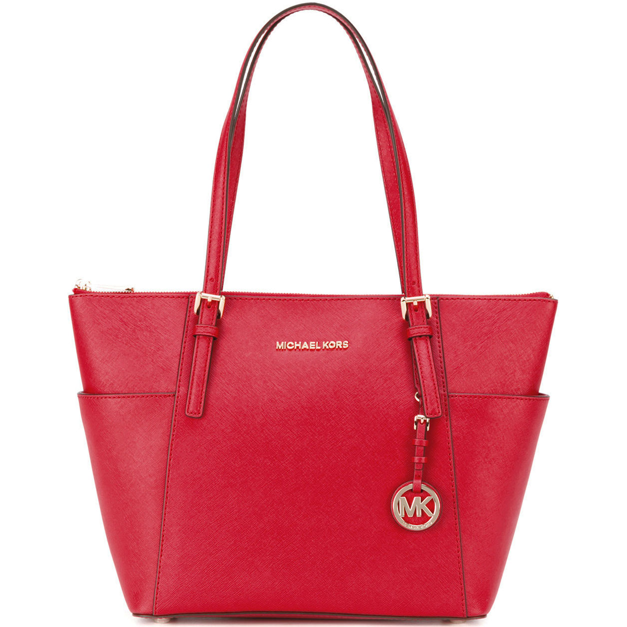 Michael Kors East West Top Zip Leather Tote Bright Red # 30F2GTTT8L