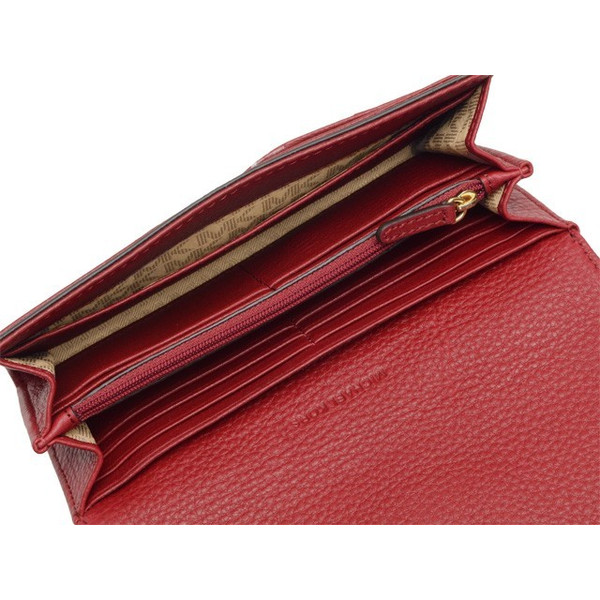 Michael Kors Fulton Flap Carryall Leather Wallet Cherry Red # 32F2GFTE3L