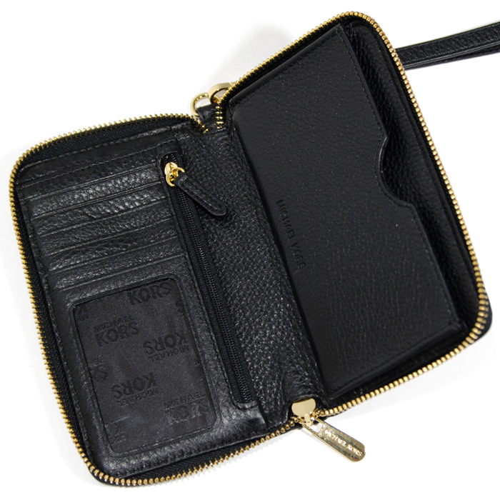 Michael Kors Fulton Large Flat Multifunctional Leather Phone Case Wristlet Black # 35H5GFTE3L