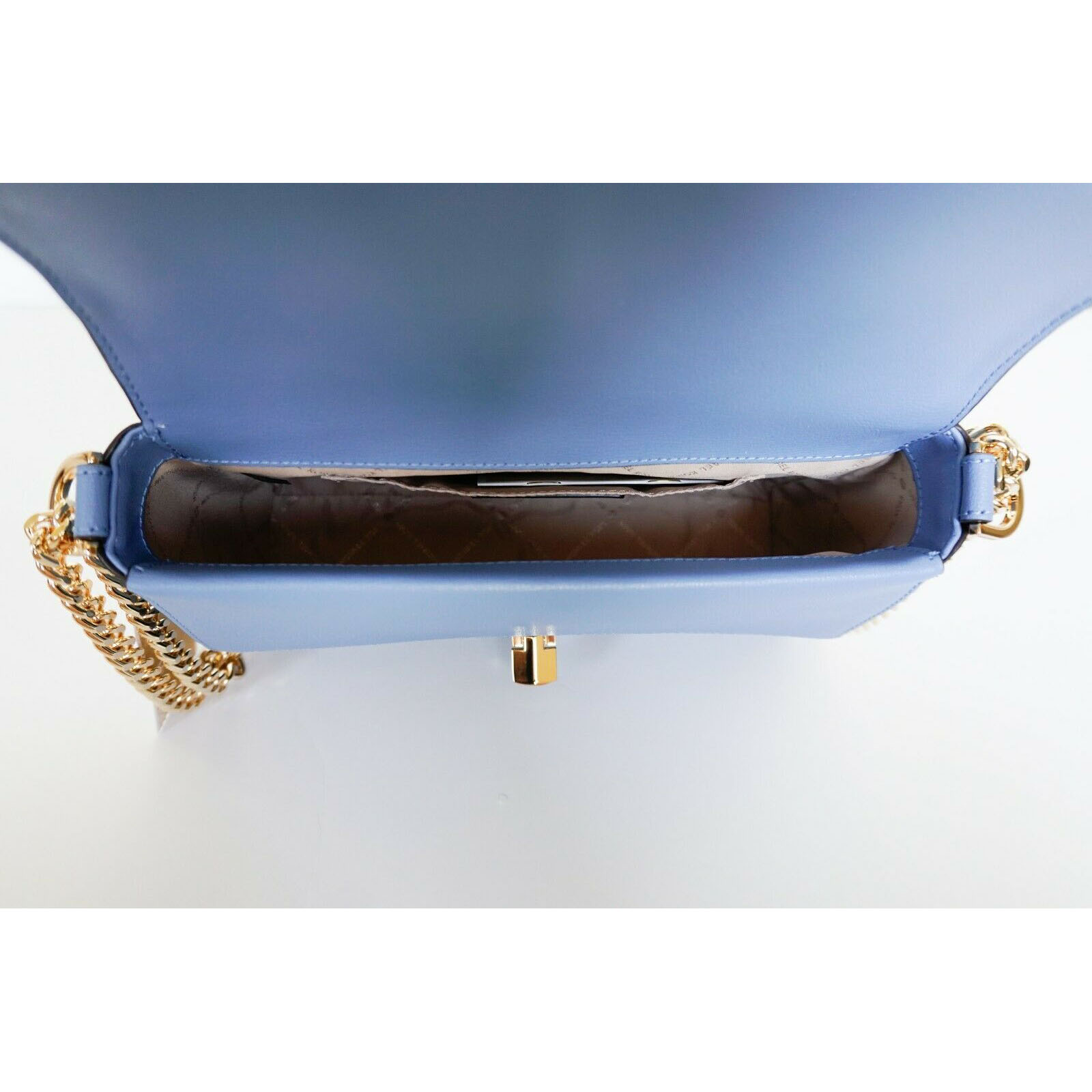 Michael Kors Kinsley Leather Medium Shoulder Flap Crossbody Bag French Blue # 35H9GYKF2B