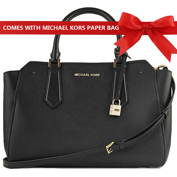 Michael Kors Hayes Large Leather Satchel Bag Black # 35F8GYES3T