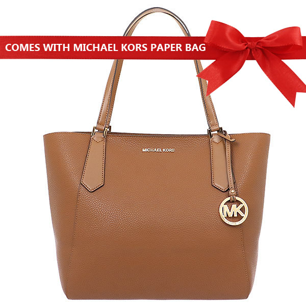 Michael Kors Kimberly Large Bonded Leather Tote Luggage Brown # 35T8GKFT7T