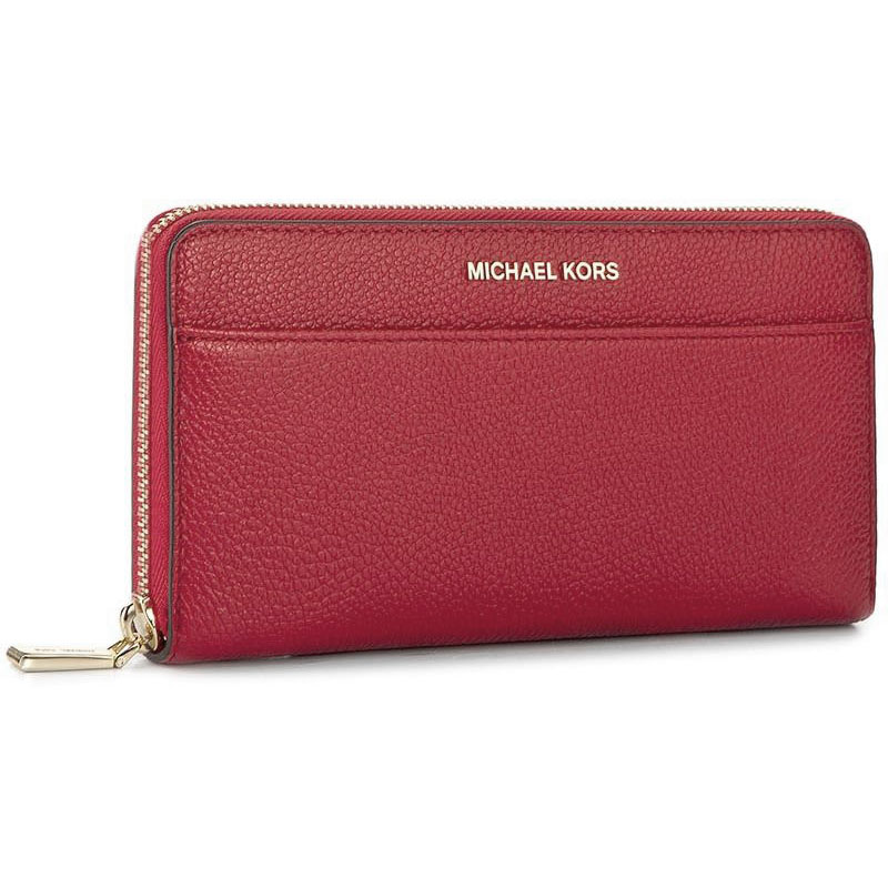 Michael Kors Mercer Pocket Zip Continental Leather Wallet Burnt Red # 32S7GM9E9L
