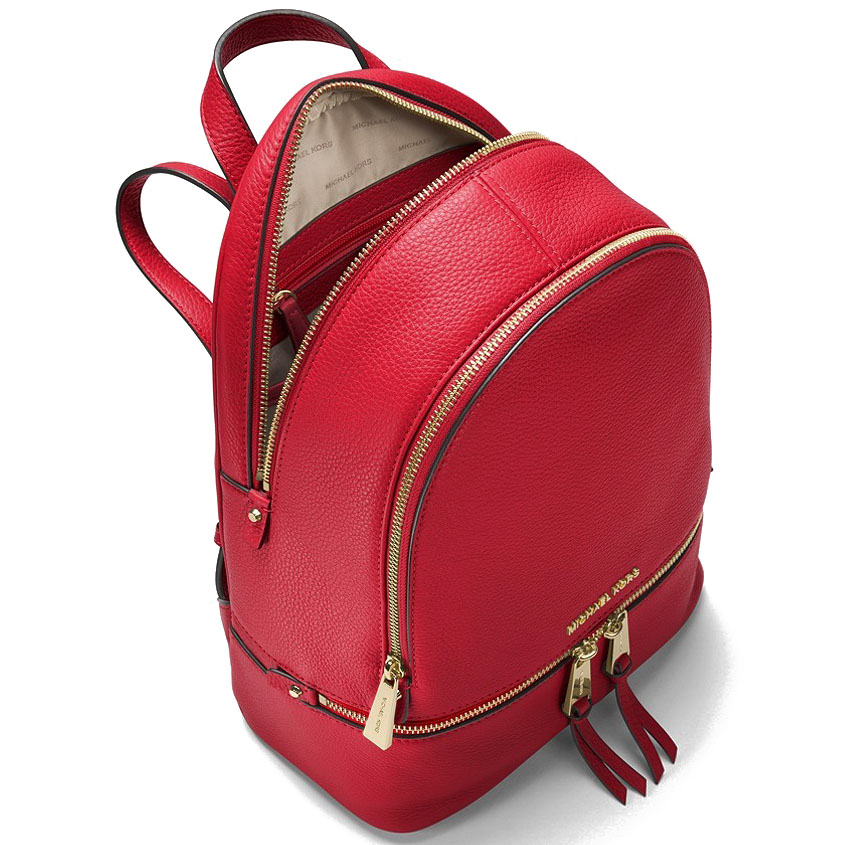 Michael Kors Rhea Zip Medium Leather Backpack Burnt Red # 30S5GEZB1L