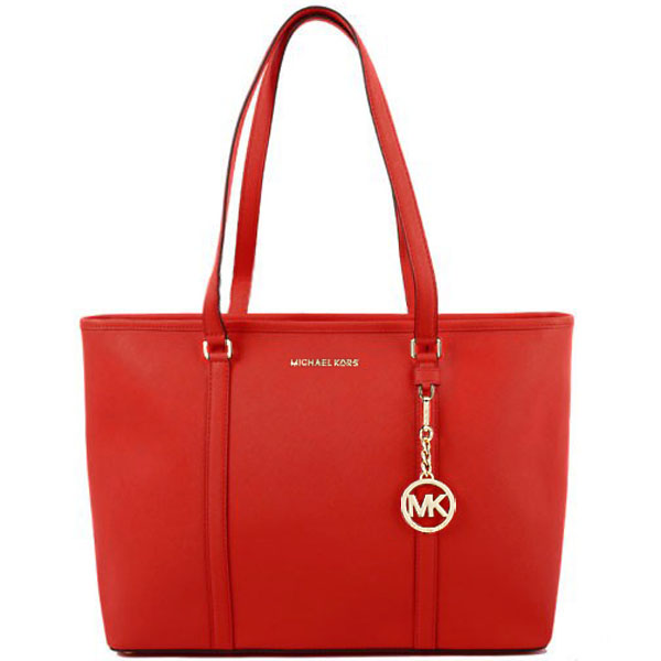 Michael Kors Sady Large Top Zip Leather Tote Cherry Red # 35T7GD4T7L