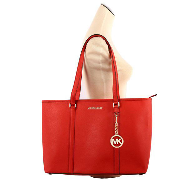 Michael Kors Sady Large Top Zip Leather Tote Cherry Red # 35T7GD4T7L