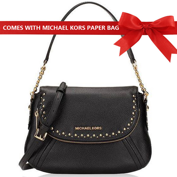 Michael Kors Shoulder Bag Aria Leather Studded Medium Convertible Shoulder Bag Black # 35T8GXAL2L