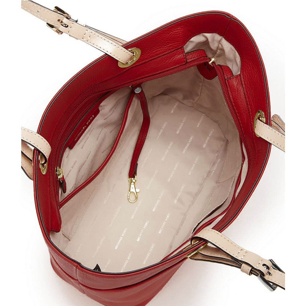 Michael Kors Shoulder Bag Tote With Gift Bag Bedford Top Zip Pocket Tote Burnt Red # 30H4GBFT6L