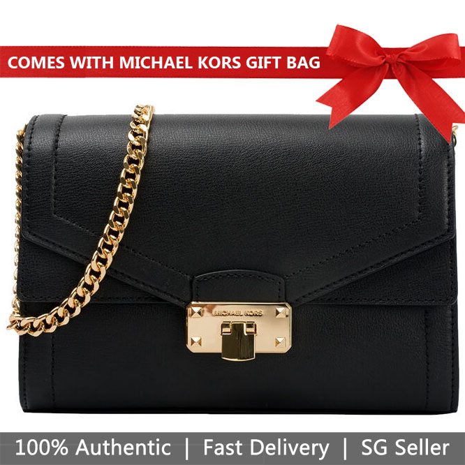 Michael Kors Shoulder Bag With Gift Bag Kinsley Medium Shoulder Flap Crossbody Bag Shoulder Bag Black # 35S9GYKF2L