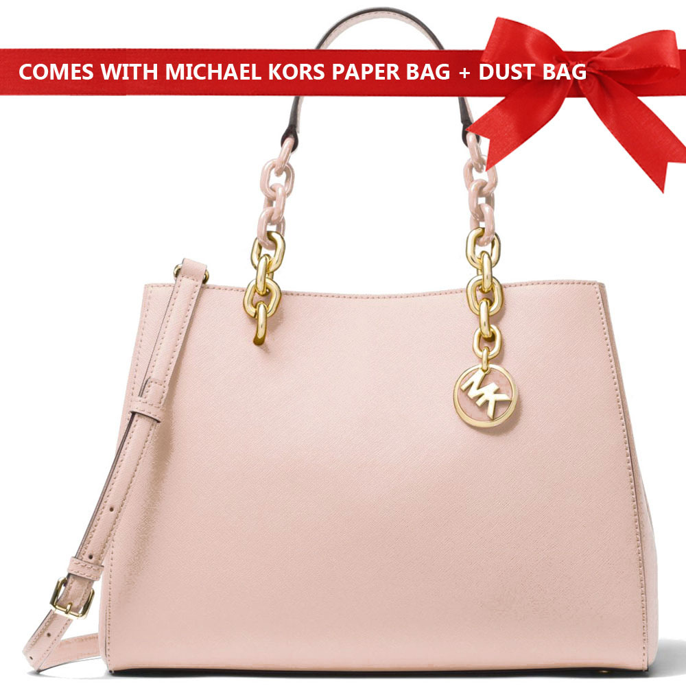Michael Kors Shoulder Crossbody Bag Cynthia Saffiano Leather Satchel Soft Pink # 30F7GCYS2L