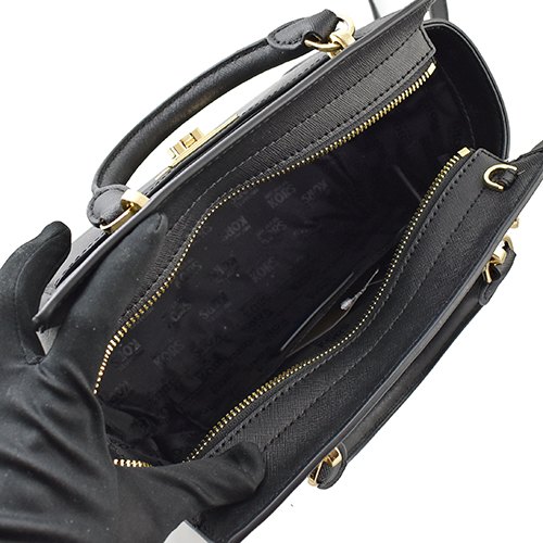 Michael Kors Tina Small Top Zip Leather Messenger Satchel Crossbody Bag Black # 35H7GT4M1L