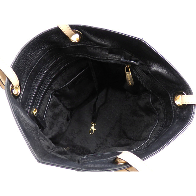 Michael Kors Tote Shoulder Bag With Gift Bag Bedford Leather Top Zip Pocket Tote Black # 30H4GBFT6L