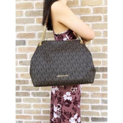 Michael Kors Tote With Gift Bag Jet Set Large Chain Chain Shoulder Bag Tote Brown / Luggage # 35H7GTTE3B