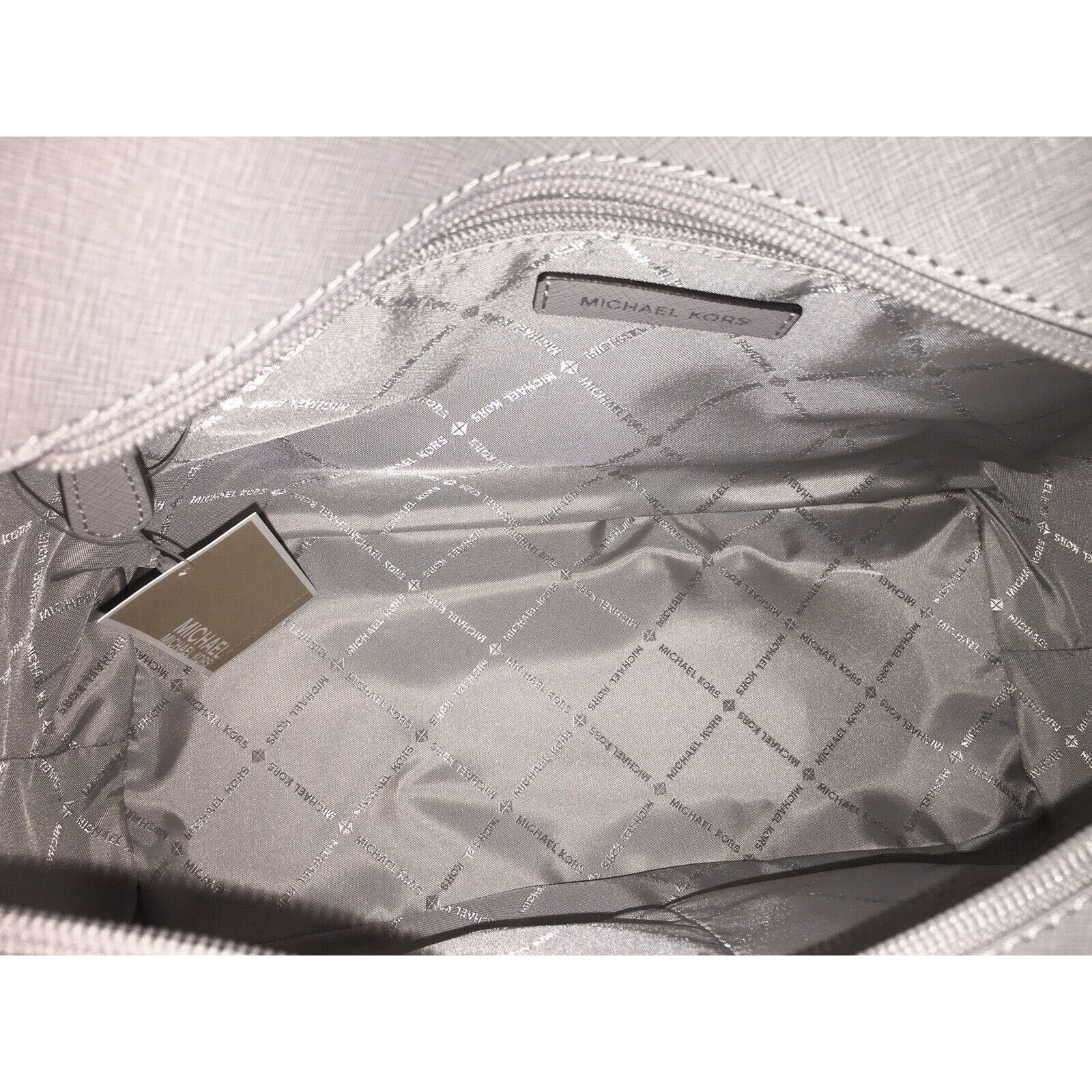 Michael Kors Tote With Gift Bag Jet Set Travel Small Zip Top Tote Shoulder Bag Pearl Grey # 35S0GTVT1L