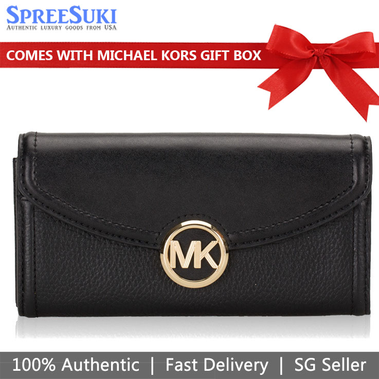 Michael Kors Fulton Large Flip Continental Wallet Black # 35F9GFTE3L