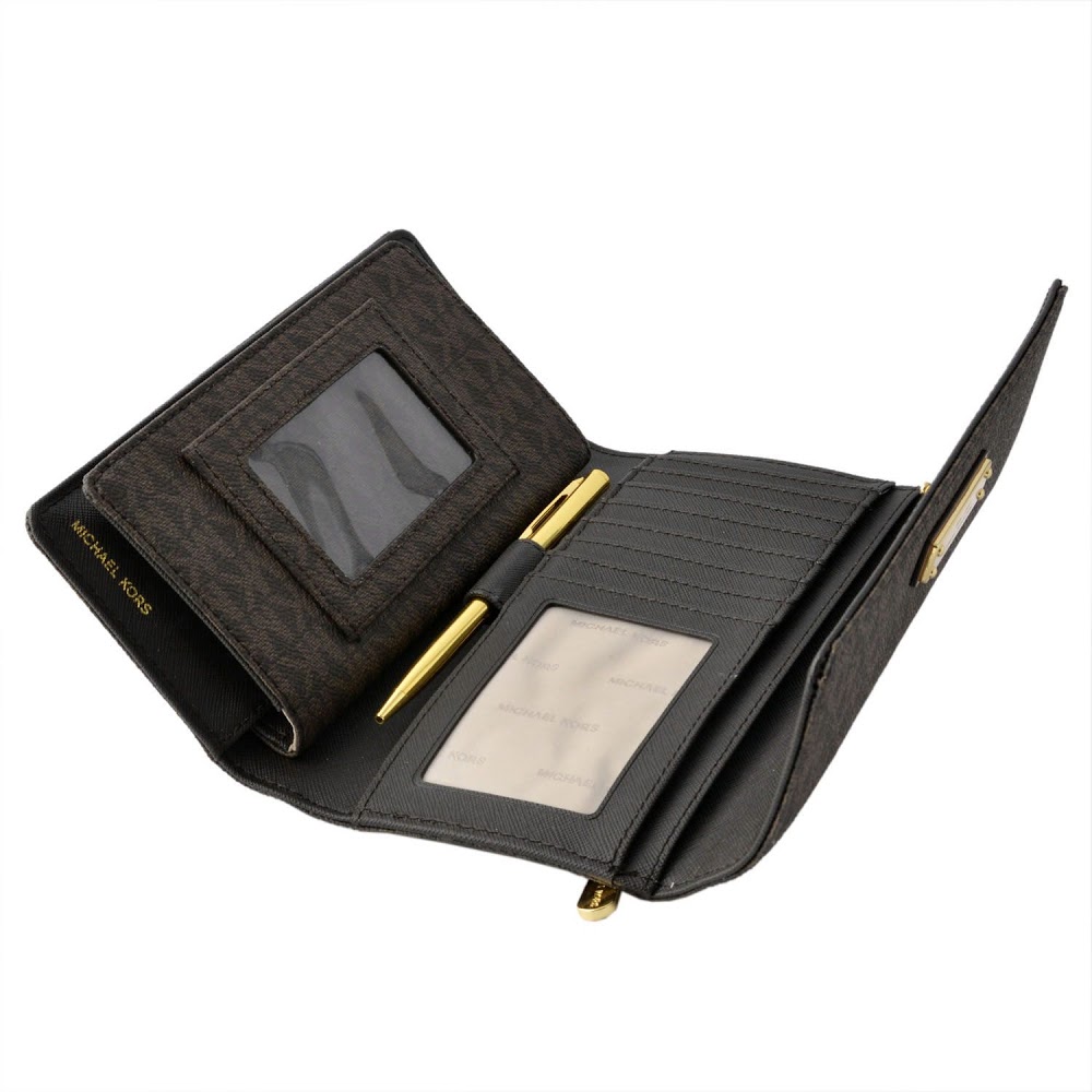 Michael Kors Wallet In Gift Box Jet Set Checkbook Wallet Brown # 32S7GJSE4B