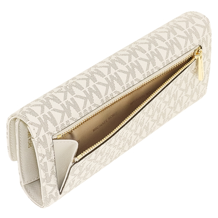 Michael Kors Wallet In Gift Box Jet Set Checkbook Wallet Vanilla Off White # 32S7GJSE4B