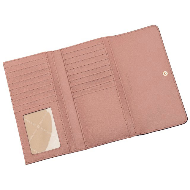 Michael Kors Wallet In Gift Box Jet Set Travel Large Trifold Wallet Fawn / Ballet Pink # 35F8GTVF3B