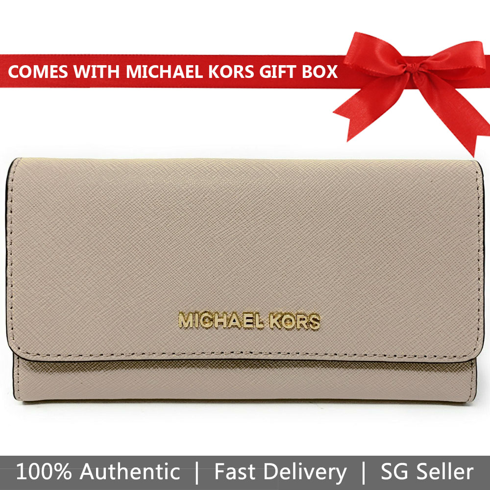 Michael Kors Wallet In Gift Box Large Trifold Wallet Bisque Beige Nude # 35S8GTVF7L