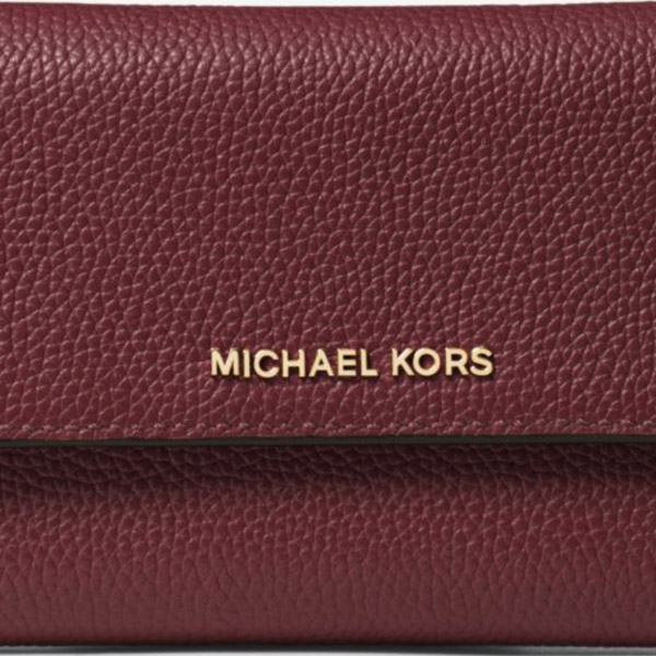 Michael Kors Wallet In Gift Box Mercer Leather Wallet Oxblood Dark Red # 32H6GM9F3L