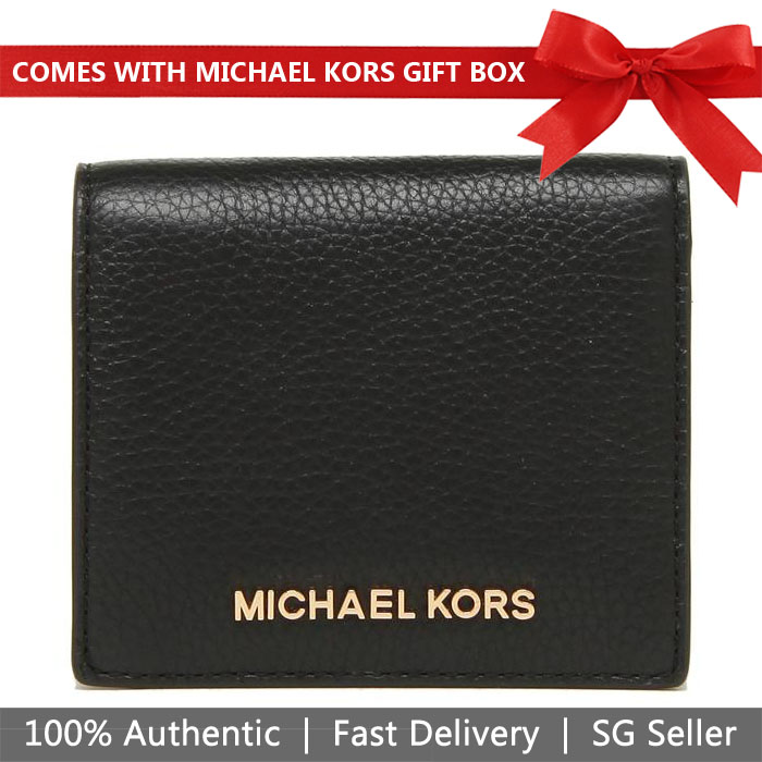 Michael Kors Wallet In Gift Box Small Wallet Jet Set Travel Md Carryall Card Case Black / Gold # 35H8GTVD2L