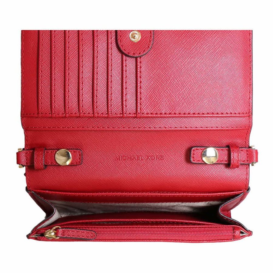 Michael Kors Jet Set Travel Leather Phone Crossbody Bag Scarlet Red # 35S0GTVC2L
