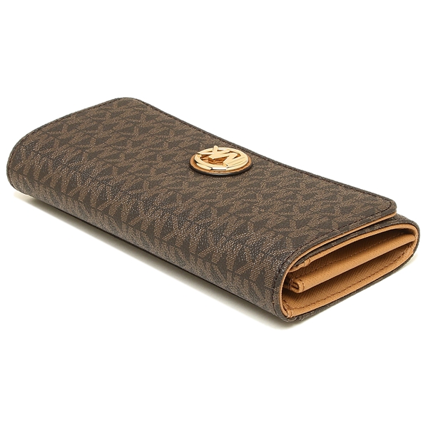 Michael Kors Wallet With Gift Bag Long Wallet Fulton Flap Continental Wallet Brown Acorn # 35F8GFTE1B