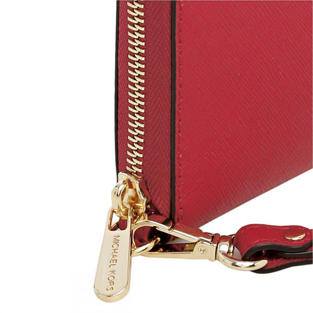 Michael Kors Jet Set Travel Large Flat Multifunctional Leather Wristlet Phone Case Wallet Scarlet Red # 35F8GTVW7L