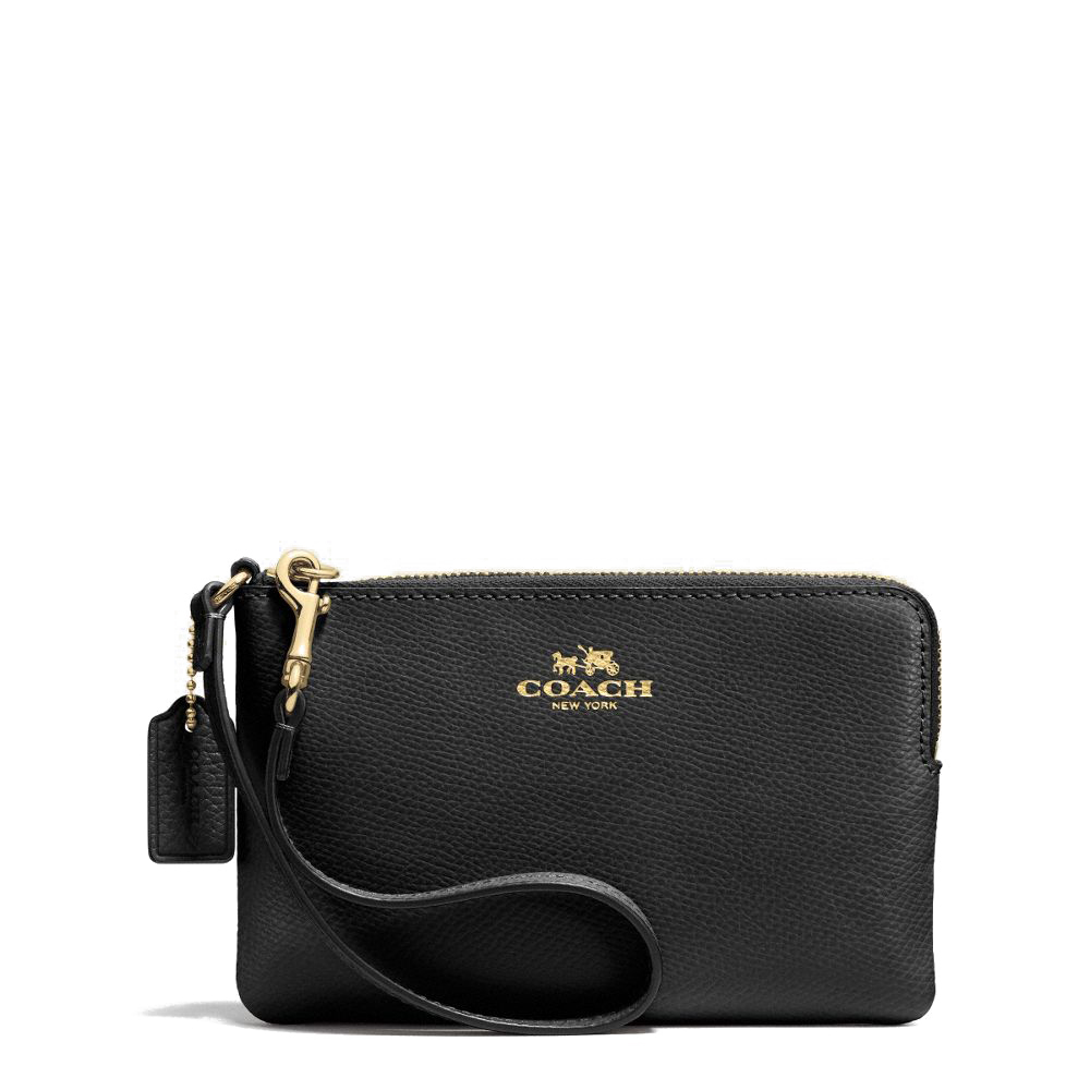 SpreeSuki - Coach Corner Zip Wristlet In Crossgrain Leather Black ...