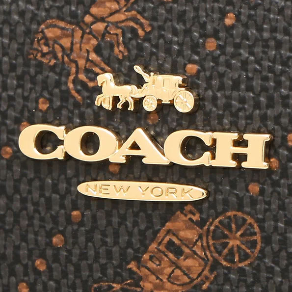 Coach Small Wallet Snap Wallet With Horse And Carriage Dot Print Black # C4104