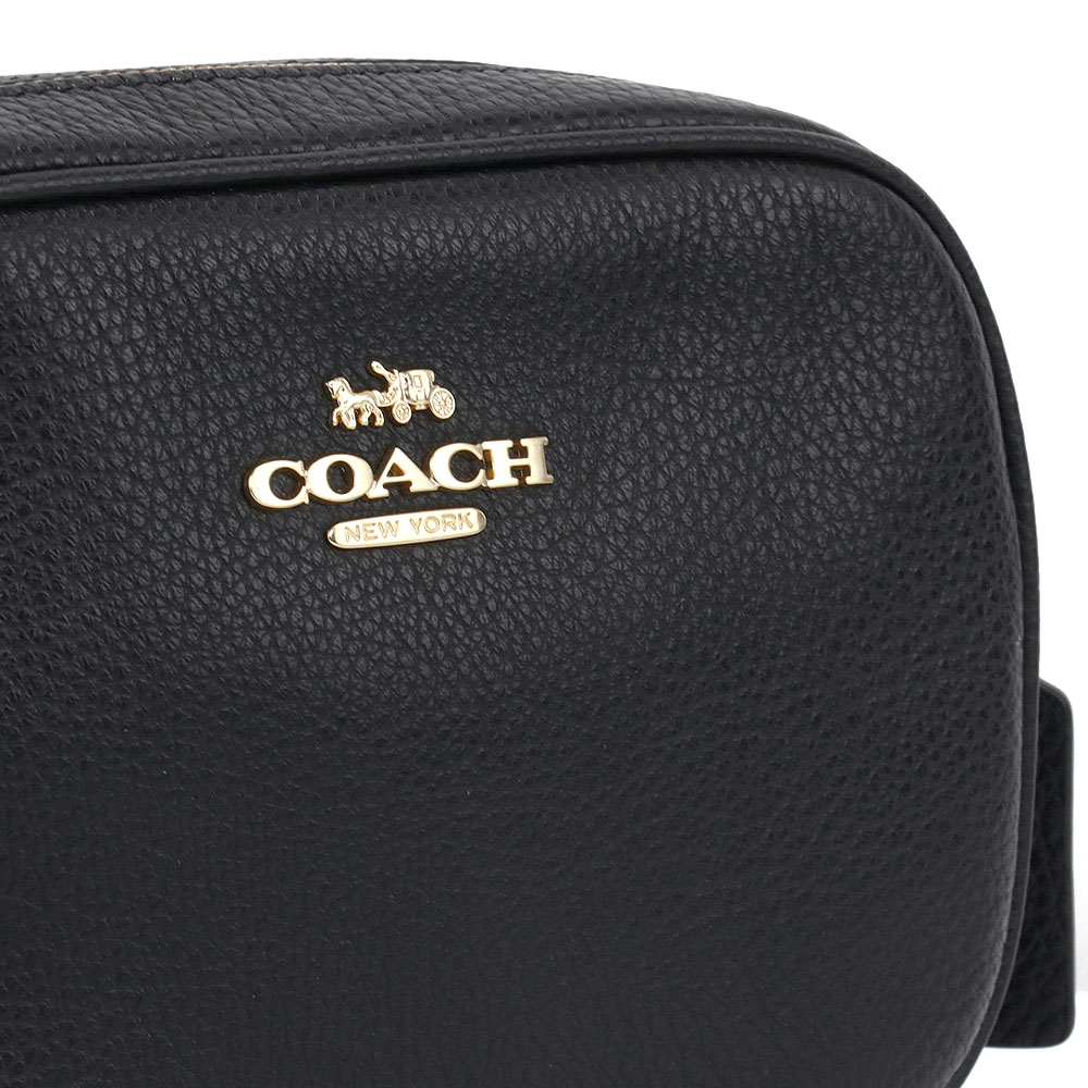 Coach Mini Jamie Camera Pebble Leather Bag Black # CA069