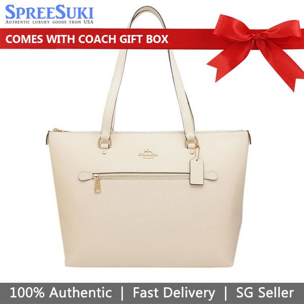 Coach Tote Shoulder Bag Crossgrain Leather Gallery Tote Chalk Off White # F79608