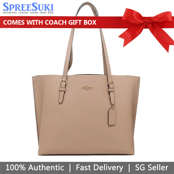 Coach Mollie Tote Taupe Oxblood # 1671