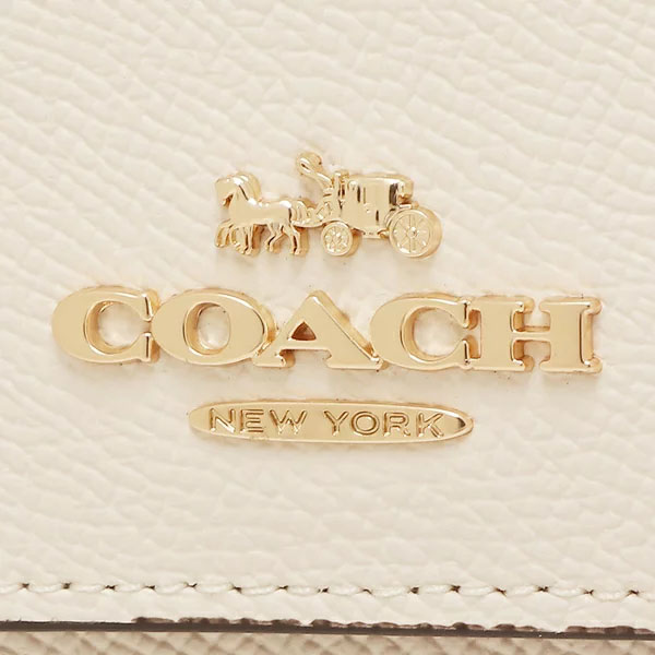 Coach Small Wallet Chalk Floral Leather Small Trifold Wallet Chalk Off White # CH604